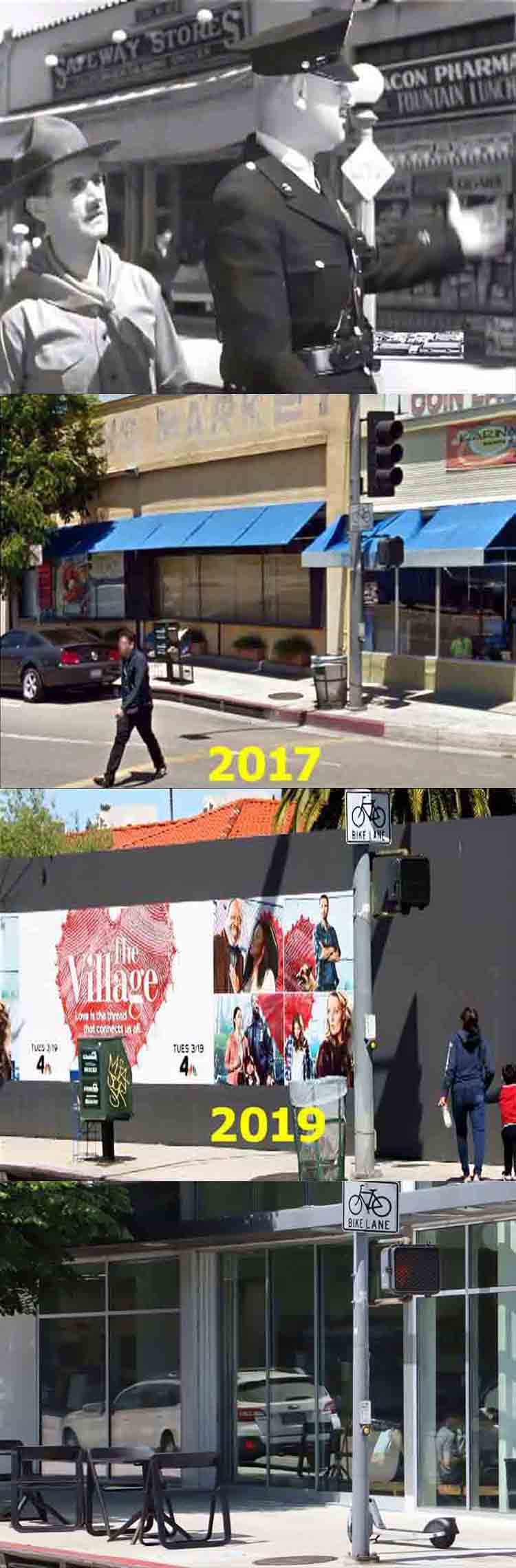 A then and now filming location photo from Charley Chase movie Midsummer Mush.
