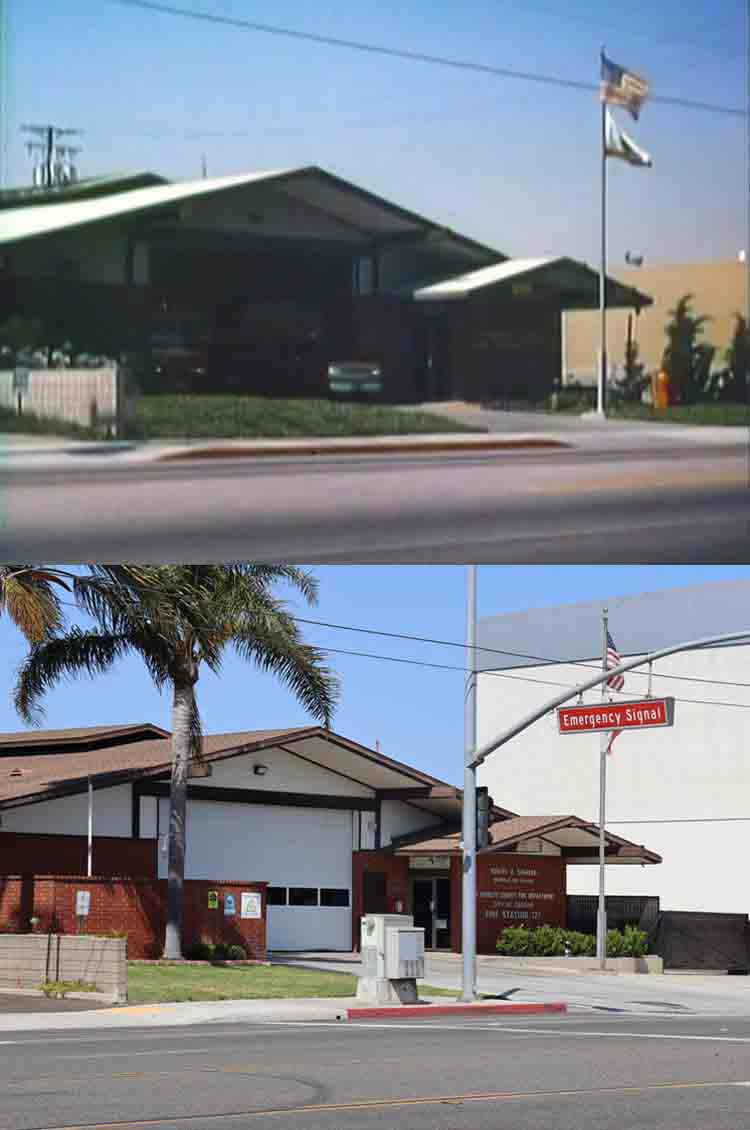 A then and now filming location photo from the TV series Emergency!