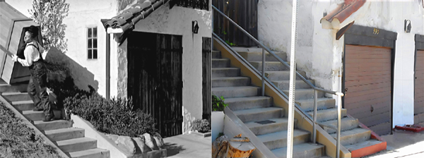 A then and now photo comparison from the Laurel and Hardy movie The Music Box. One of the hundreds of filming location photos from Laurel and Hardy movies.