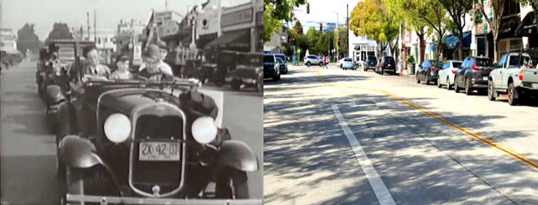Then and now look at a scene from the movie Traffic Tangle starring Nat Carr