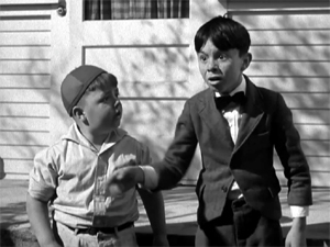 Spanky and Alfalfa in the Our Gang / The Little Rascals movie Canned Fishing.
