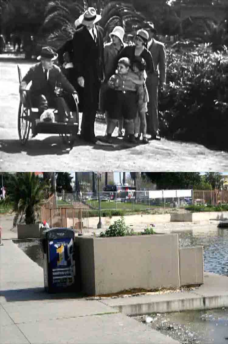 A then and now filming location photo from the Our Gang / The Little Rascals movie Dog Heaven.