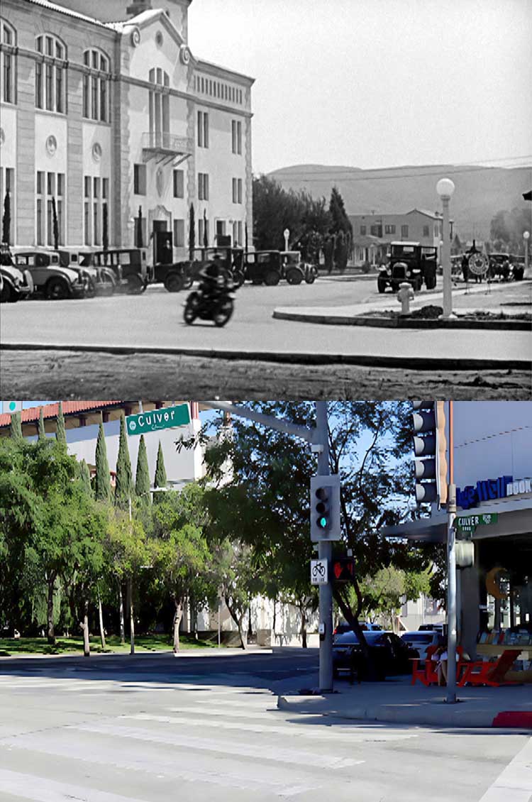 A then and now filming location photo from the Our Gang / The Little Rascals movie Small Talk.