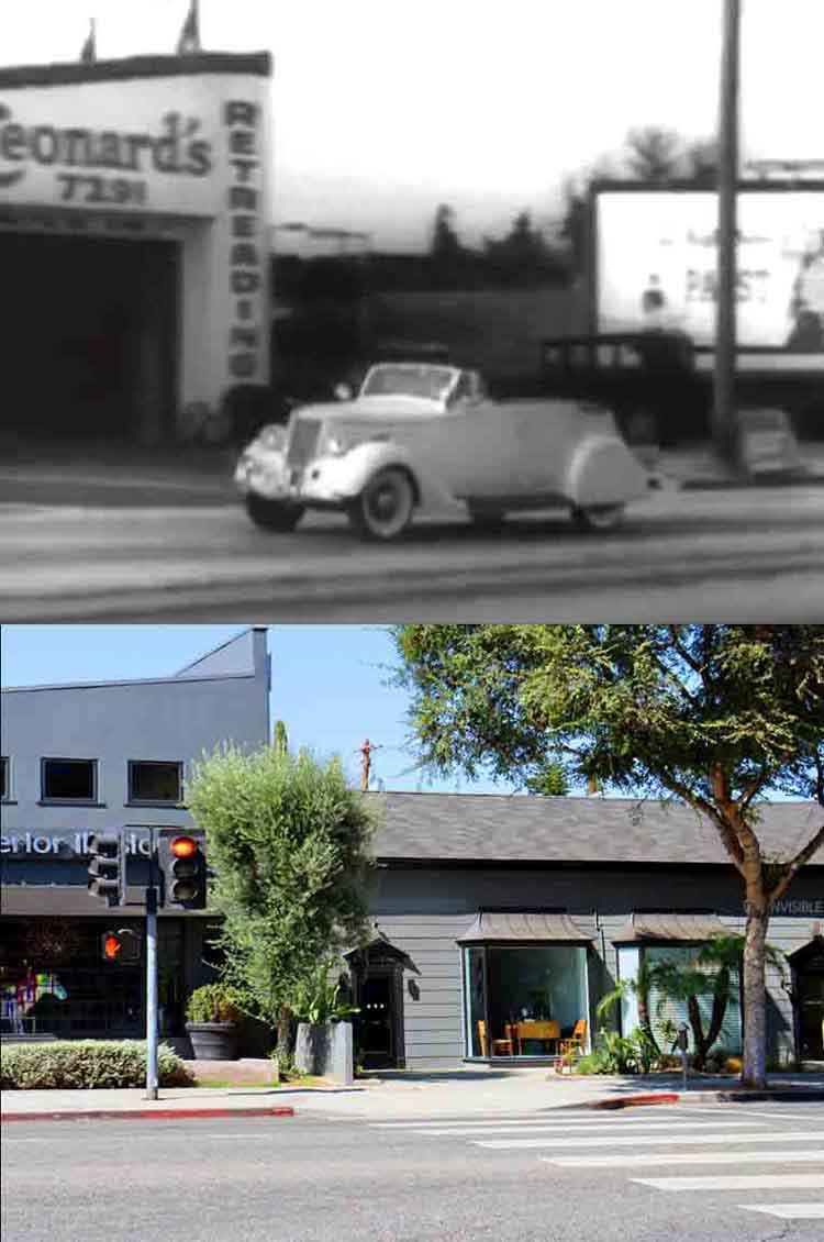 A then and now filming location photo from the movie Reefer Madness.