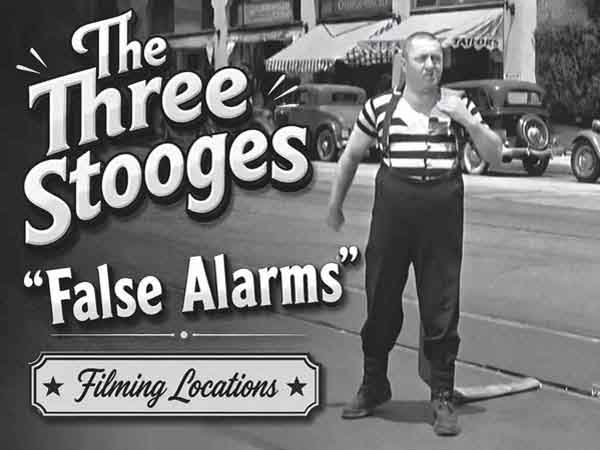 Title card from The Three Stooges movie False Alarms.
