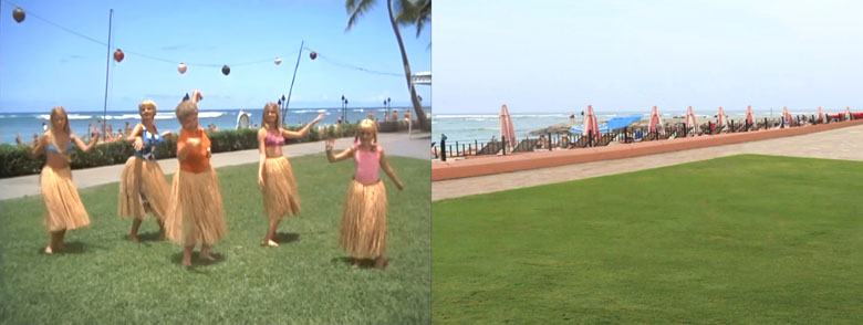 Learning to Hula dance in back of the The Royal Hawaiian Resort