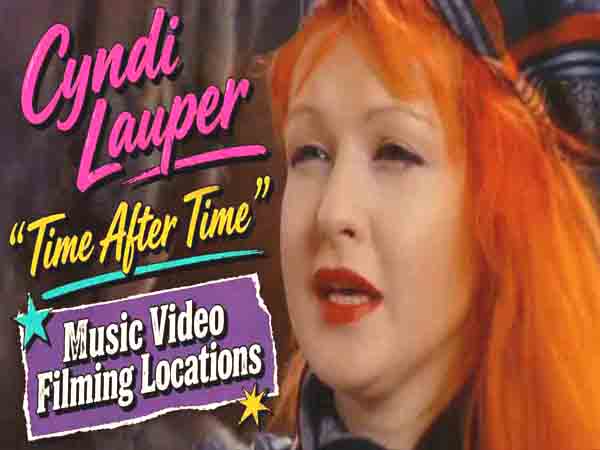 Title card from the Cyndi Lauper music video for the song Time After Time.